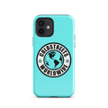 Turquoise Pro Max iPhone case with Coldstreets Worldwide logo and globe design