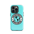 Turquoise iPhone case with Coldstreets Worldwide logo for Pro Max iPhone users