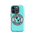 Turquoise iPhone case with Coldstreets Worldwide logo for Pro Max and Mini iPhone models