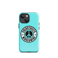 Turquoise iPhone case with peace sign logo and Coldstreet Worldwide text for Pro Max iPhone