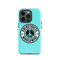 Turquoise iPhone case with Coldstreets Worldwide logo for Pro Max and Mini iPhones