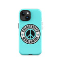 Turquoise iPhone case with Coldstreets Worldwide logo for Pro Max and Mini iPhones