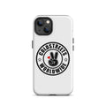 White iPhone case with Coldstreets Worldwide logo, perfect for Pro Max iPhone users