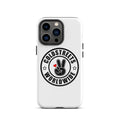 White iPhone case with Coldstreets Worldwide logo, perfect for Pro Max iPhone users