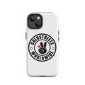 White iPhone case with Coldstreets Worldwide logo, perfect for Pro Max and Mini iPhone