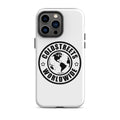 White iPhone case with black Coldstreet Worldwide logo and globe design for pro max iPhone