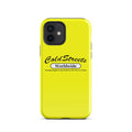 Bright yellow iPhone case with ColdStreets Worldwide logo for Pro Max iPhone users