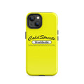 Bright yellow iPhone case with ColdStreets Worldwide for Pro Max iPhone and Mini iPhone