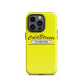 Yellow iPhone case featuring ColdStreets Worldwide branding for Pro Max and Mini iPhones