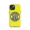 Yellow iPhone case with Coldstreets Worldwide logo, ideal for Pro Max iPhone and Mini iPhone