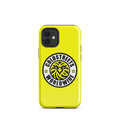 Yellow iPhone case with Goldstreets Worldwide logo, ideal for Pro Max iPhone users