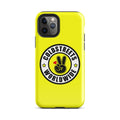 Yellow iPhone case with Coldstreets Worldwide logo for Pro Max iPhone, stylish and unique