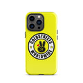 Yellow iPhone case with Coldstrees Worldwide logo, perfect for Pro Max iPhone users