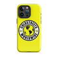 Yellow iPhone case with Coldstreet Worldwide logo for pro max iPhone and mini iPhone