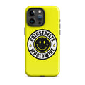 Yellow iPhone case with Coldstreet Worldwide logo, perfect for Pro Max iPhone users