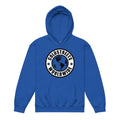 Royal blue kids hoodie with Coldsteel Worldwide globe logo, from CS Clothing Co