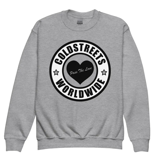 Grey sweatshirt with Cold Streets Worldwide logo in sport grey royal and white design