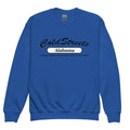 Royal blue sweatshirt with Cold Streets Alabama design from CS Clothing Co. in sport grey royal