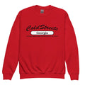 Red sweatshirt featuring Cold Streets Georgia design from CS Clothing Co. in royal sport style