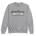 Grey crewneck sweatshirt with Cold Streets Nebraska in Sport Grey Royal color