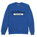 Royal blue sweatshirt featuring Cold Streets New York from CS Clothing Co. ideal for sporty style