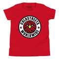 Red t-shirt with Cold Streets Worldwide logo on ring-spun combed cotton fabric