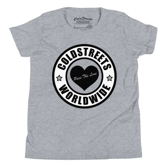 Grey Coldstreets Worldwide t-shirt in ring-spun combed cotton with heart logo design