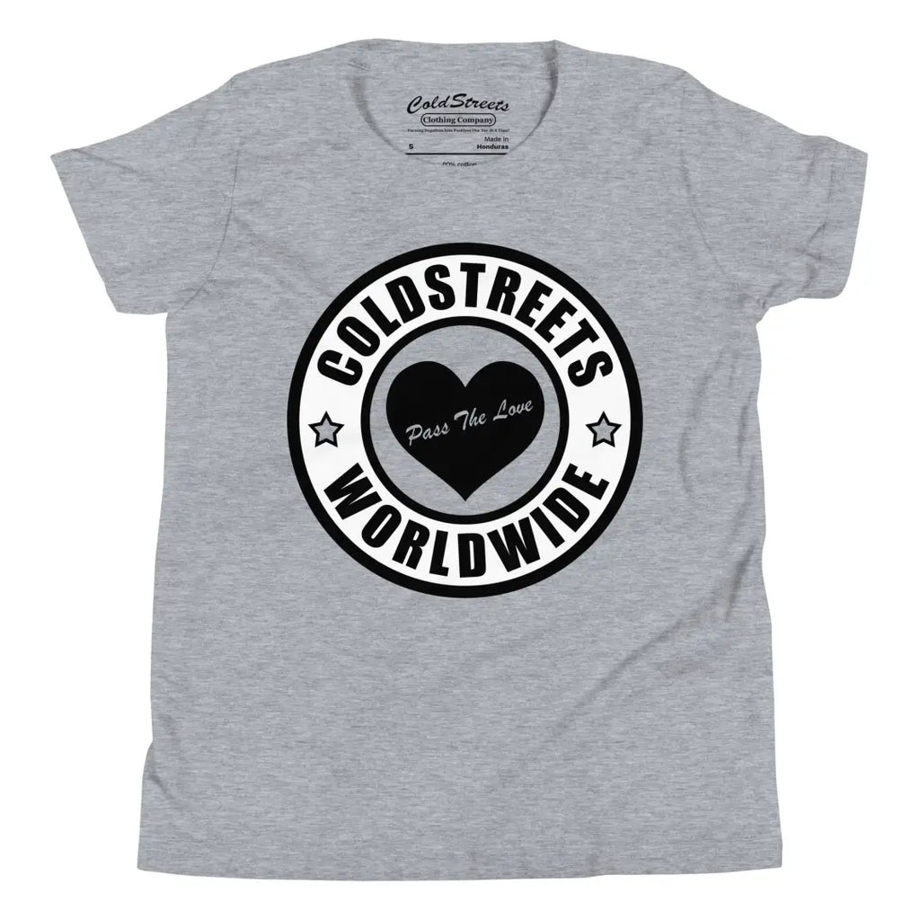 Grey Coldstreets Worldwide t-shirt in ring-spun combed cotton with heart logo design
