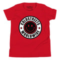 Red t-shirt in ring-spun combed cotton with a black smiley logo and COLDSTREET WORLDWIDE text