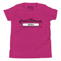 Pink t-shirt with Cold Streets Idaho text in black, made from ring-spun combed cotton