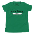 Green t-shirt in ring-spun combed cotton with Cold Streets Idaho text by CS Clothing Co