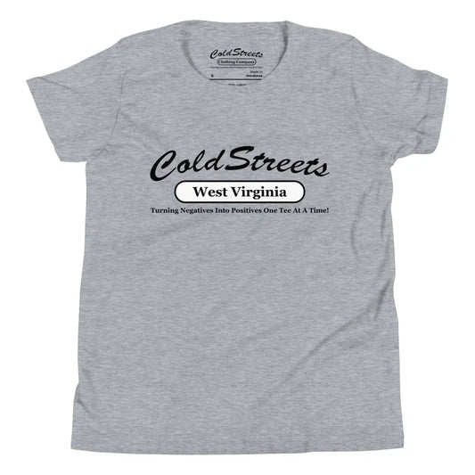 Grey t-shirt in ring-spun combed cotton with Cold Streets West Virginia text design