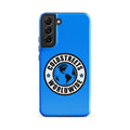 Blue phone case for Samsung Galaxy S20, S21, and S22 with Coldstreefs Worldwide logo