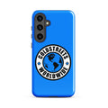 Blue phone case for Samsung Galaxy S20, S21, S22 with Coldstreets Worldwide logo