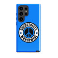 Blue phone case featuring Coldstreets Worldwide logo for Samsung Galaxy S20 S21 S22