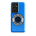 Blue phone case with Coldstreets Worldwide smiley for Samsung Galaxy S20, S21, S22