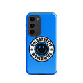 Blue phone case with Coldstreets Worldwide smiley logo for Samsung Galaxy S20, S21, S22