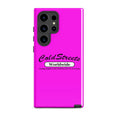 Hot pink phone case for Samsung Galaxy S20, S21, S22 with Cold Streets Worldwide logo