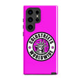 Hot pink phone case with black and white Coldstreets logo, fits Samsung Galaxy S20