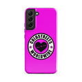 Pink phone case featuring a black Cold Streets Worldwide logo for Samsung Galaxy S20 S21 S22