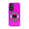 Hot pink phone case for Samsung Galaxy S20, S21, S22 with Coldstress Worldwide logo