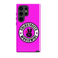 Pink phone case for Samsung Galaxy S20 S21 S22 featuring Coldstreets Worldwide logo