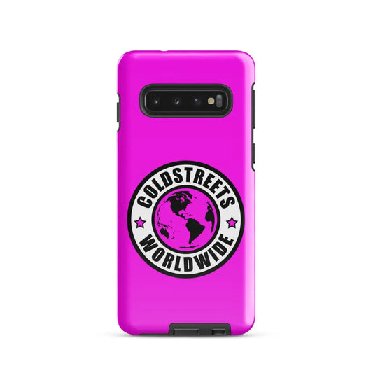 Hot pink phone case with Coldstreet Worldwide logo for Samsung Galaxy S20, S21, S22