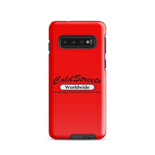 Red phone case with ColdStreets Worldwide for Samsung Galaxy S20 S21 S22