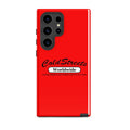 Red phone case for Samsung Galaxy S20, S21, and S22 with Cold Streets Worldwide logo