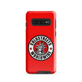 Red phone case with Coldstreets Worldwide logo and Statue of Liberty for Samsung Galaxy S20 S21 S22