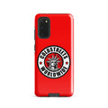 Red phone case for Samsung Galaxy S20, S21, S22 with Coldsteps Worldwide logo