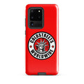 Red phone case with Coldstreets Worldwide logo for Samsung Galaxy S20, S21, S22