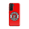 Red phone case with Statue of Liberty logo for Samsung Galaxy S20, S21, S22