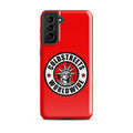 Red phone case with Coldstreet’s Worldwide logo and Statue of Liberty for Samsung Galaxy S20 S21 S22